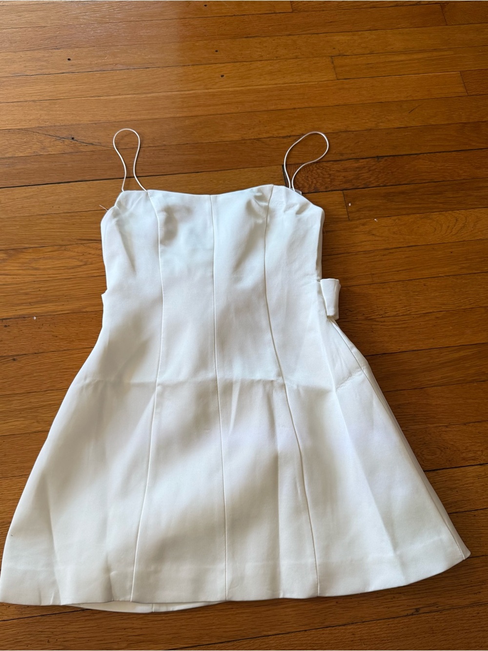 White Spaghetti-Strap Dress with Bow Detail